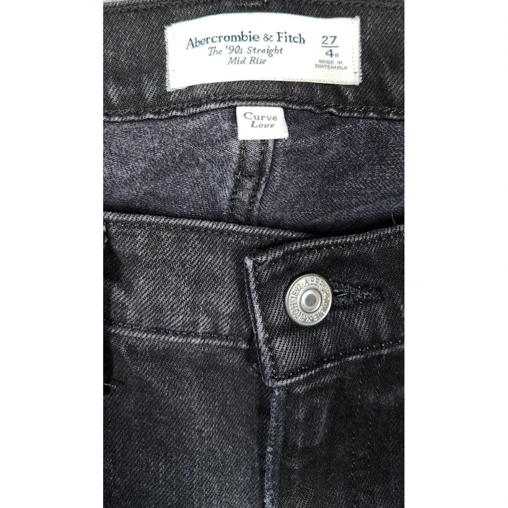 Abercrombie & Fitch Black The 90's Straight‎ Mid Rise Jeans Size 27/4